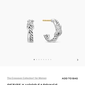 David Yurman Silver and Gold Petite X Hoop Earrings